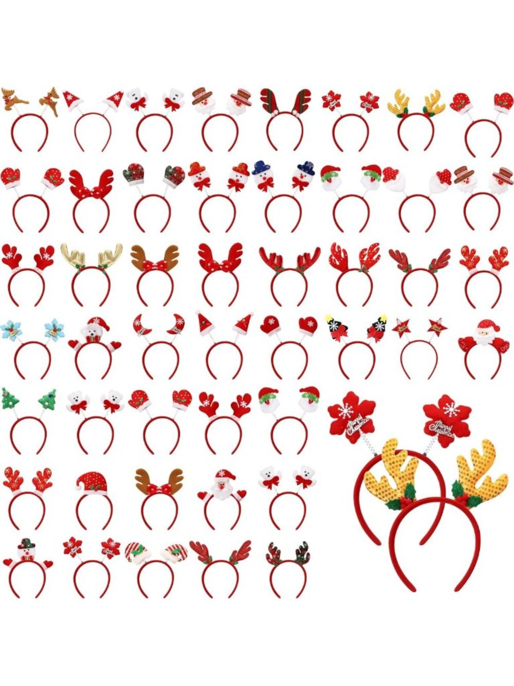 48 Pcs Christmas Headbands Set | Festive Holiday Hair Accessories for Parties
